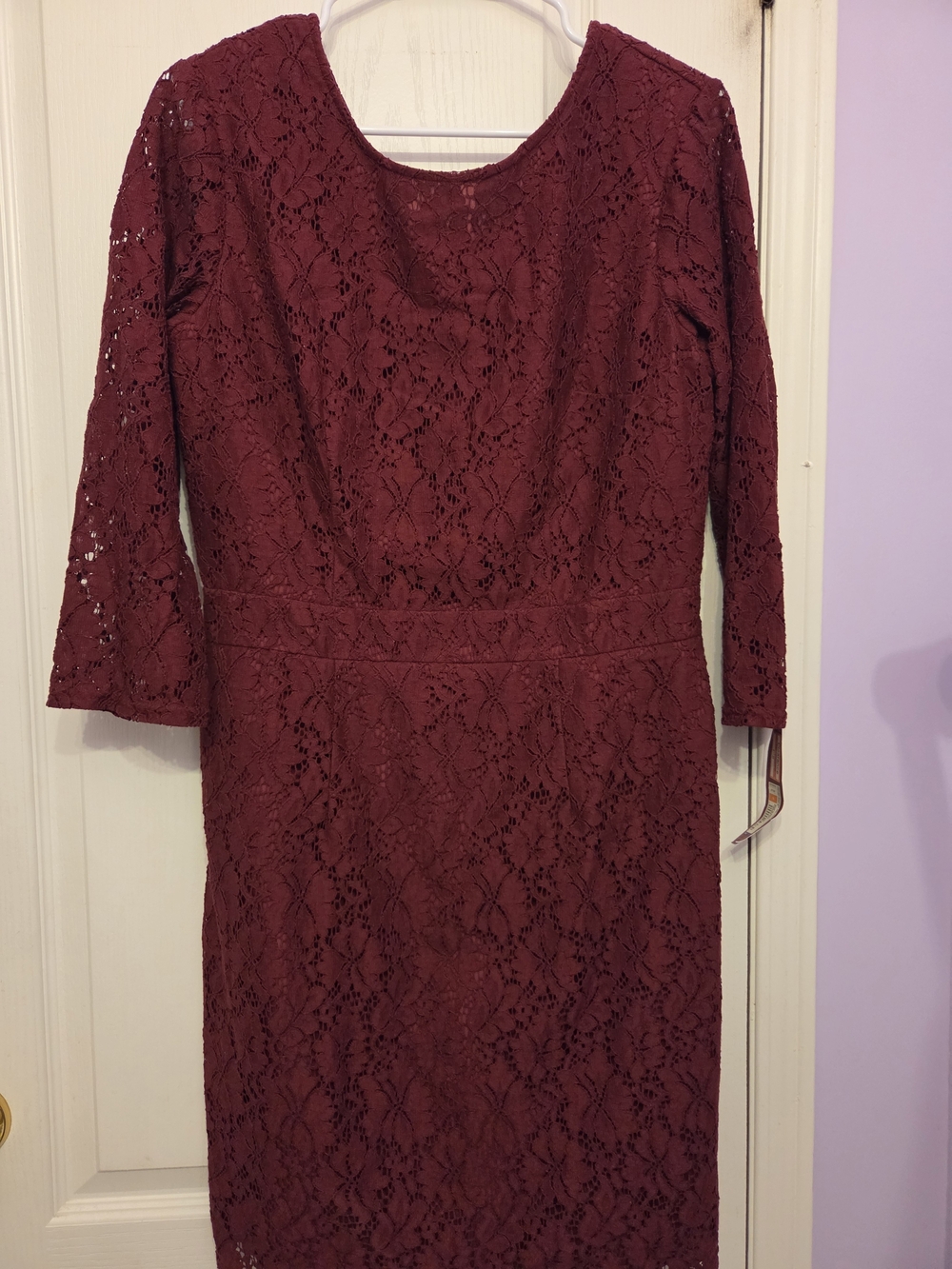 Merona Burgundy Lace Long Sleeve Sheath Dress